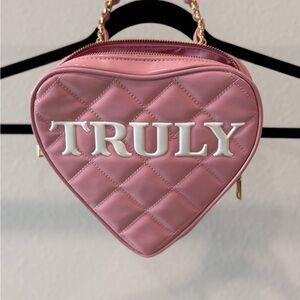 TRULY Pink Heart-Shaped Quilted Mini Bag